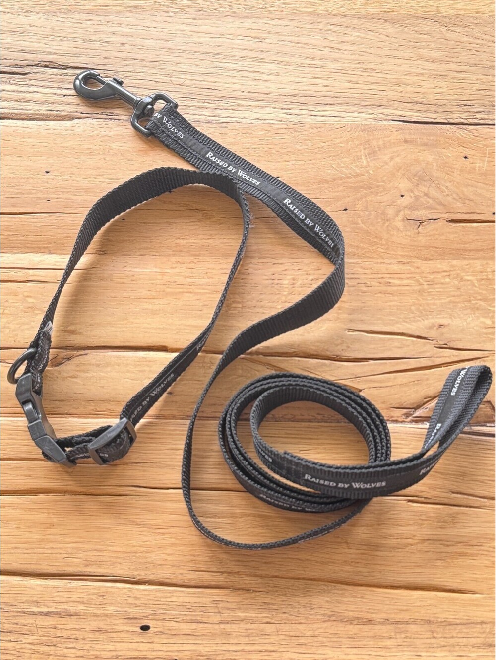 RAISED BY WOLVES Logotype Dog Leash Lead Collar Black